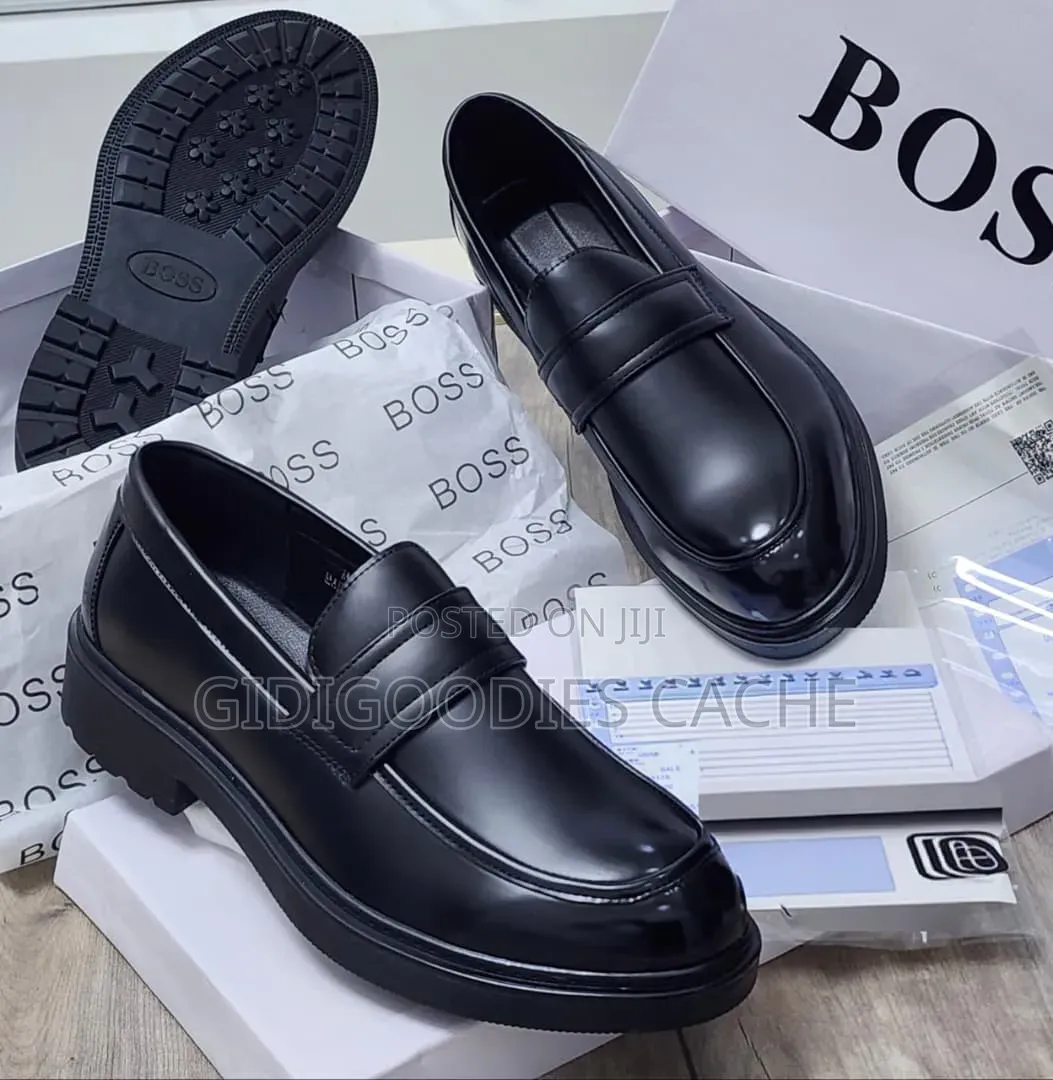 Boss-Inspired Chunky Sole Leather Penny Loafers Size 40-46