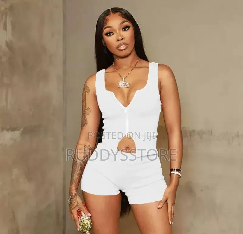 Sleeveless Zip Vest Short Set