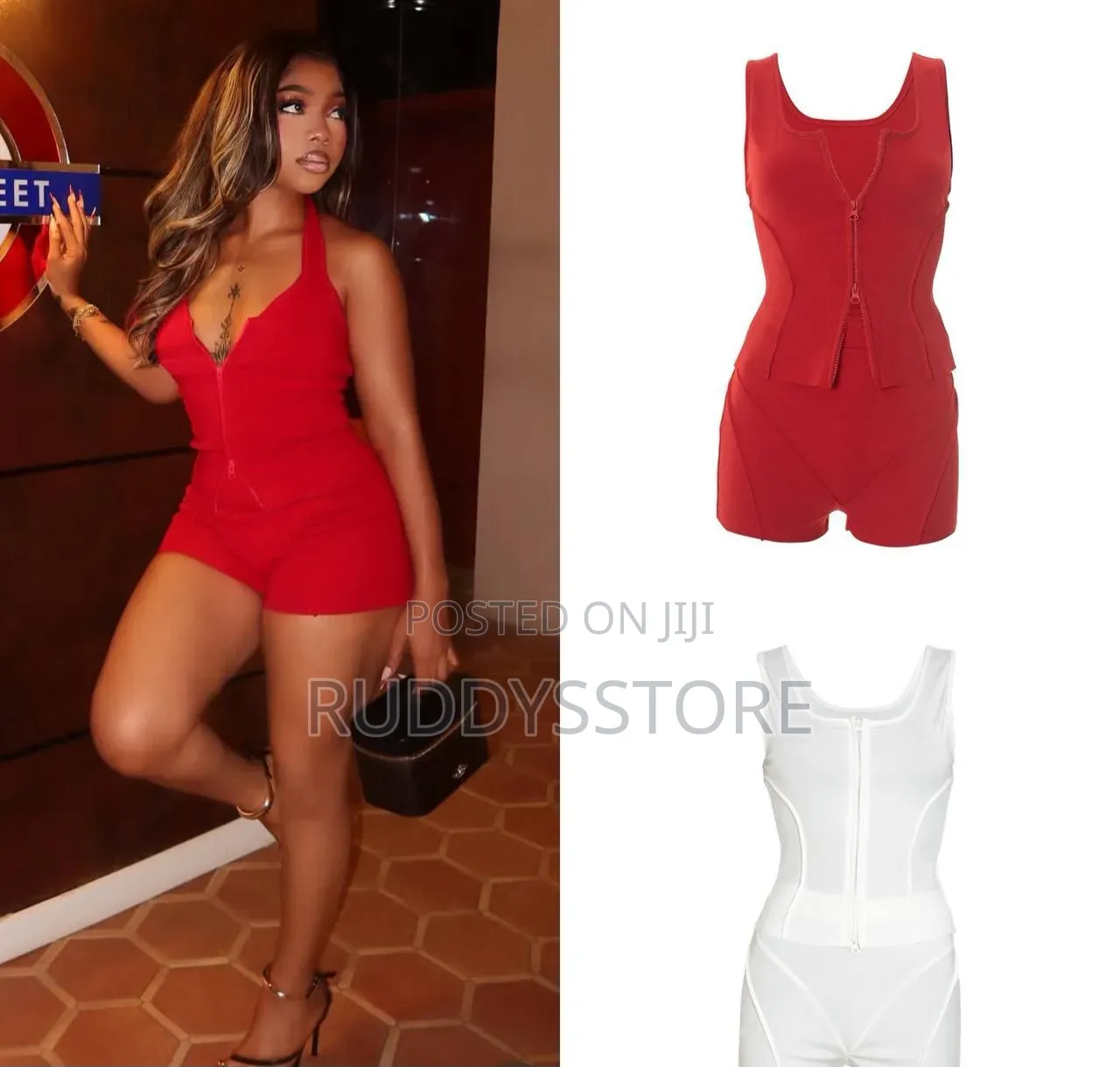 Sleeveless Zip Vest Short Set