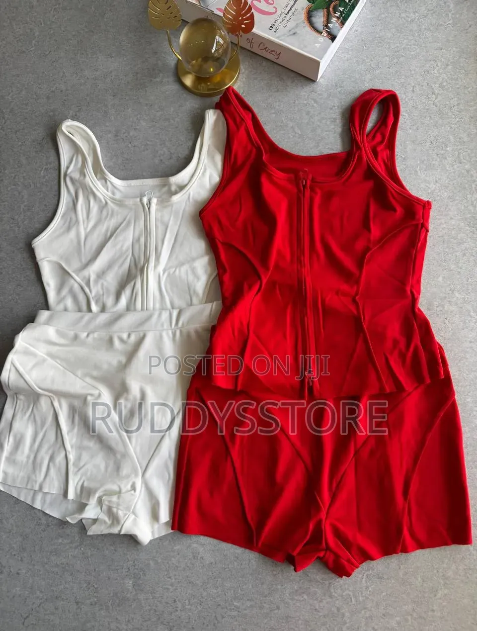 Sleeveless Zip Vest Short Set
