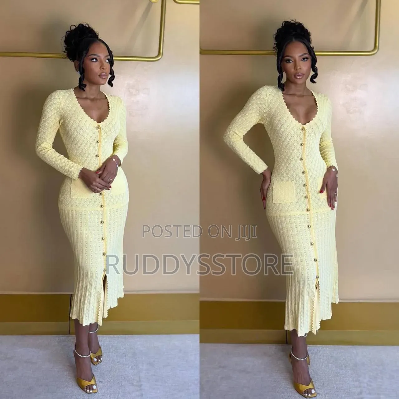 Luxury Crochet Hollow Midi Dress