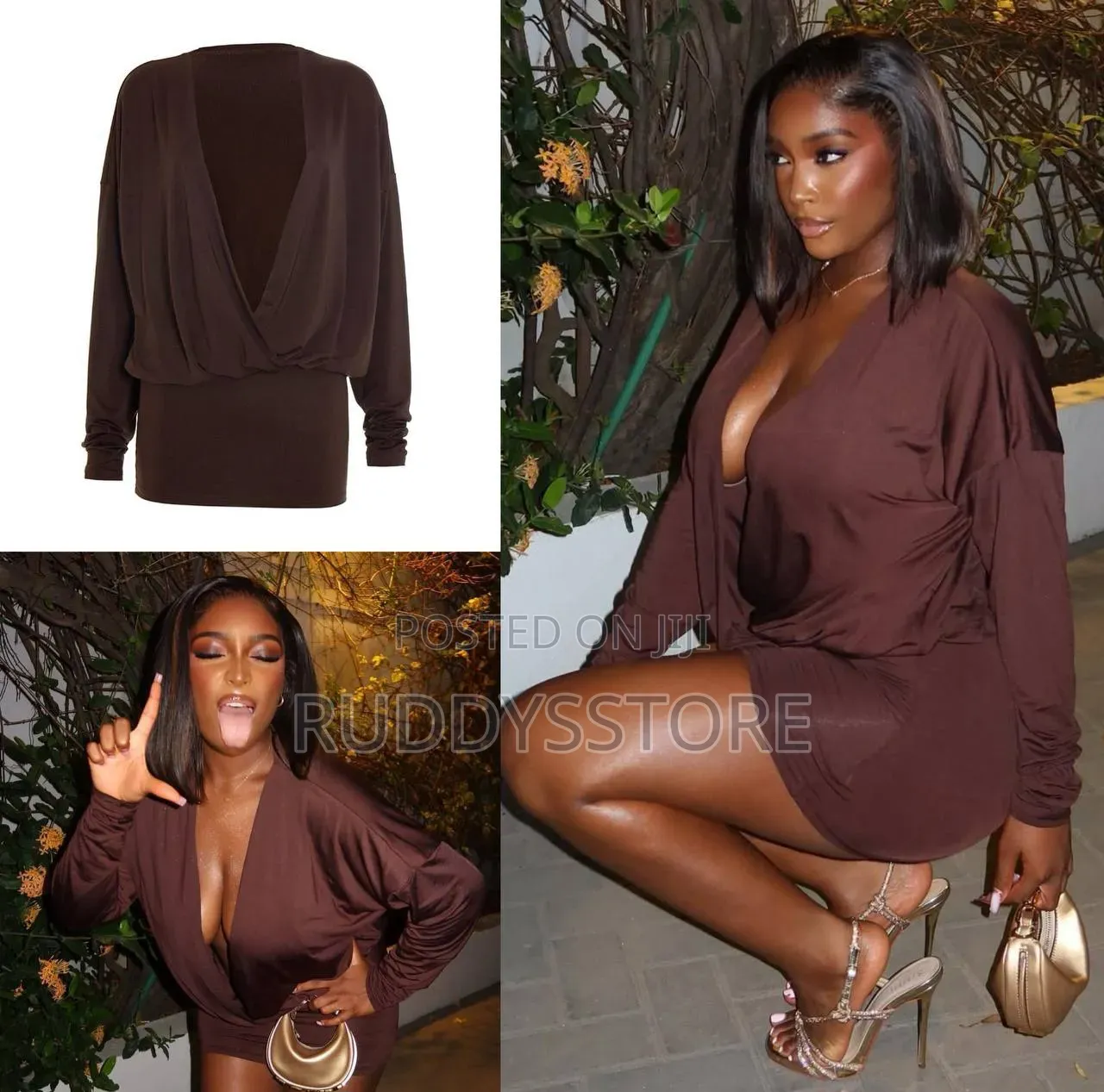 Deep v Bat Sleeve Mini Dress