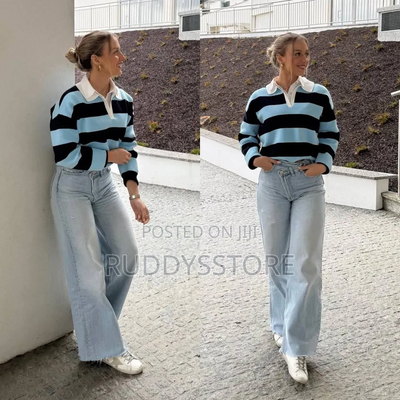 Zr Striped Knit Sweat Top