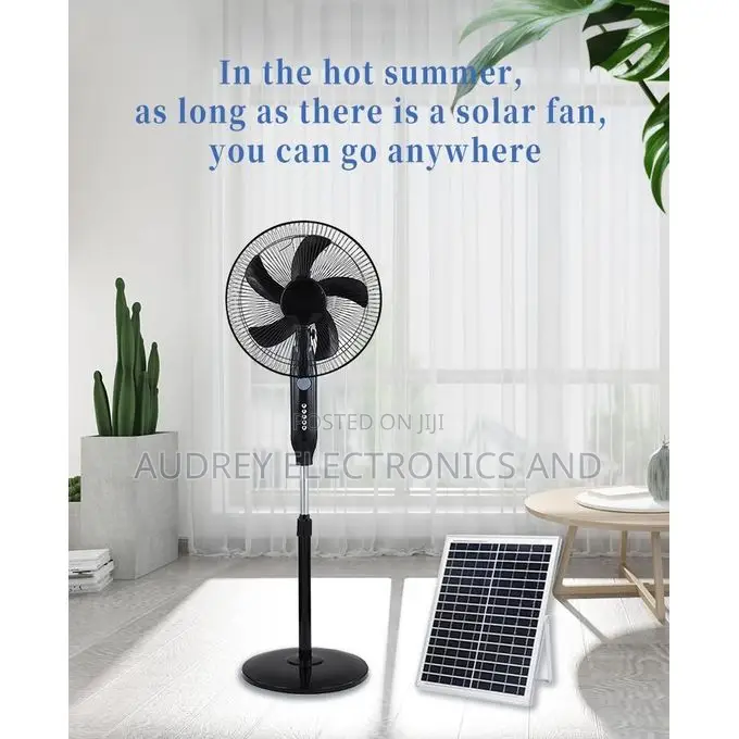 16 Inch Solar/Electric Rechargeable Standing Fan With Solar Panel