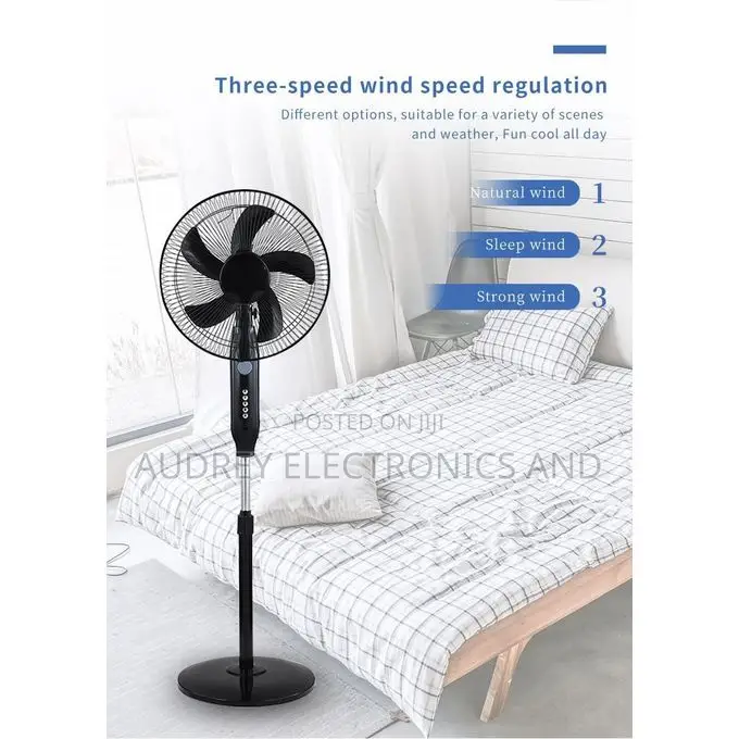 16 Inch Solar/Electric Rechargeable Standing Fan With Solar Panel