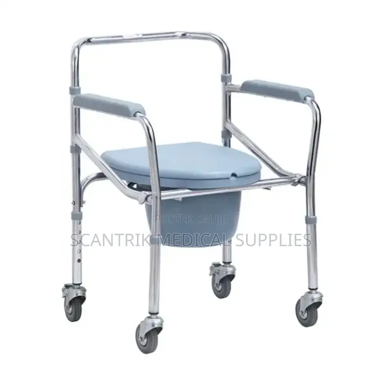Commode Chair With Wheels for Disabled and Mobility-Impaired Patients