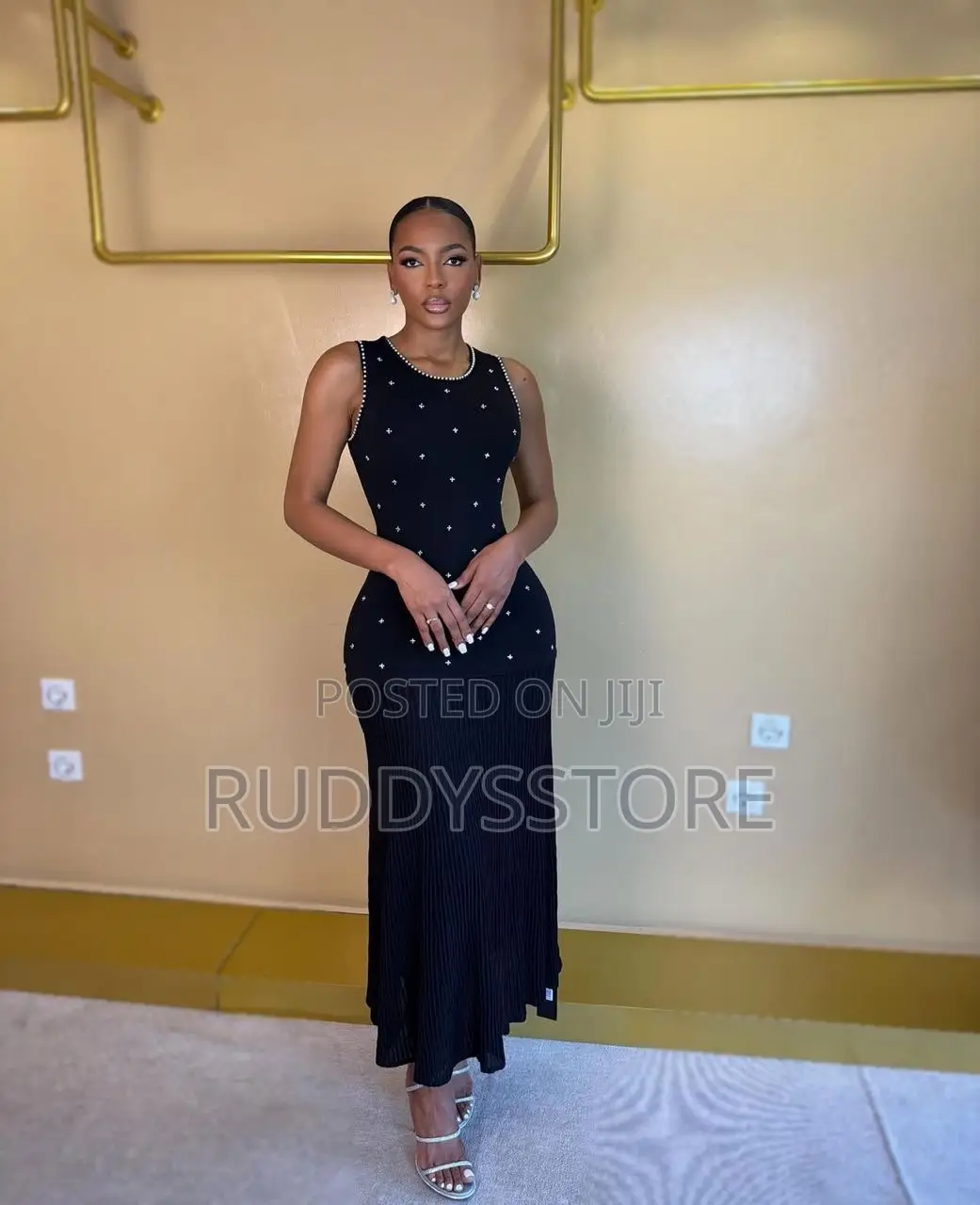 Beaded Ribbed Dress