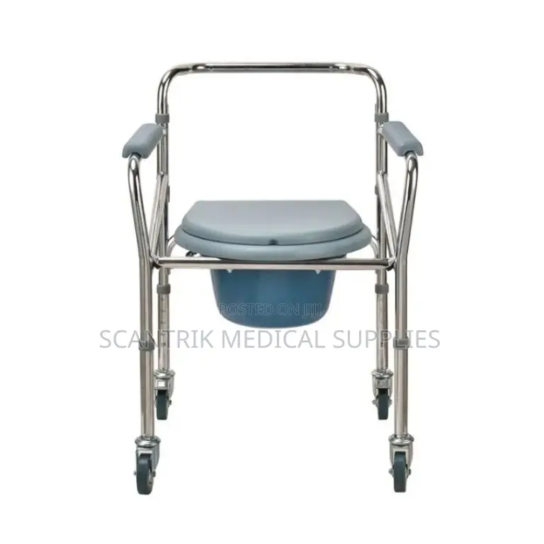 The Compact Commode Chair With Wheels Is Designed for Users Who Need A