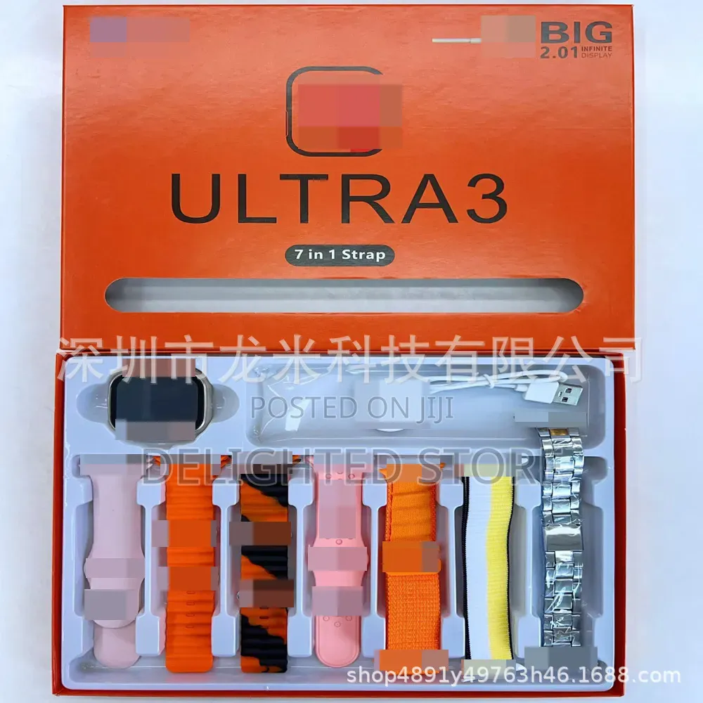 Ultra 3 7in1 Bluetooth Call Smart Watch With 7pc Multi-Style