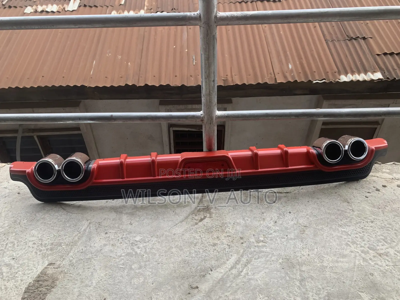 Universal Racing Style Rear Bumper Lip Diffuser - Red With Quad Tips