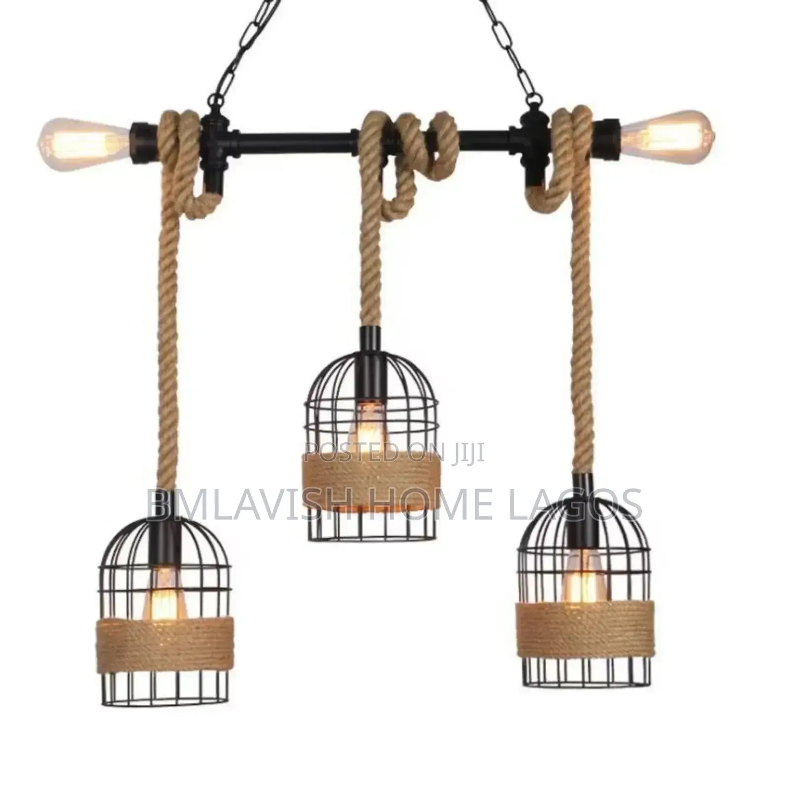 Black Pendant Rope Vintage Drop Light