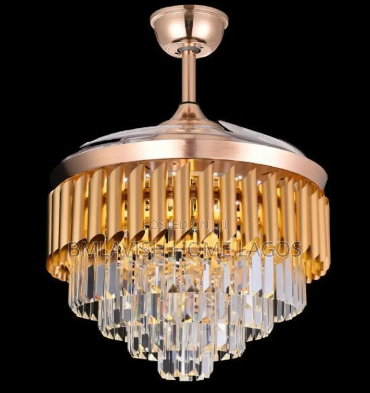 Gold Luxury Crystal Fan Chandelier