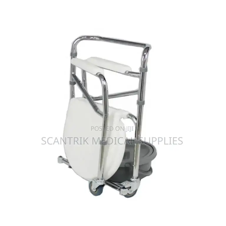 Foldable Commode Chair With Wheels for Easy Storage and Transport