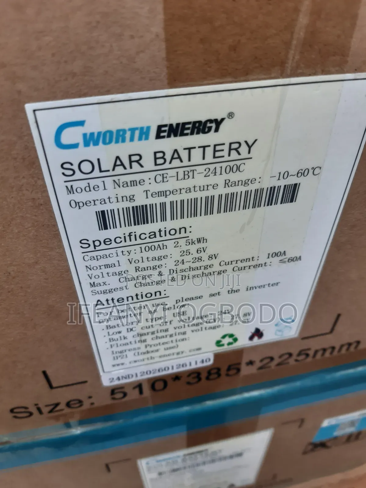 Cworth Energy Solar Lithium 2.5kwh 24v