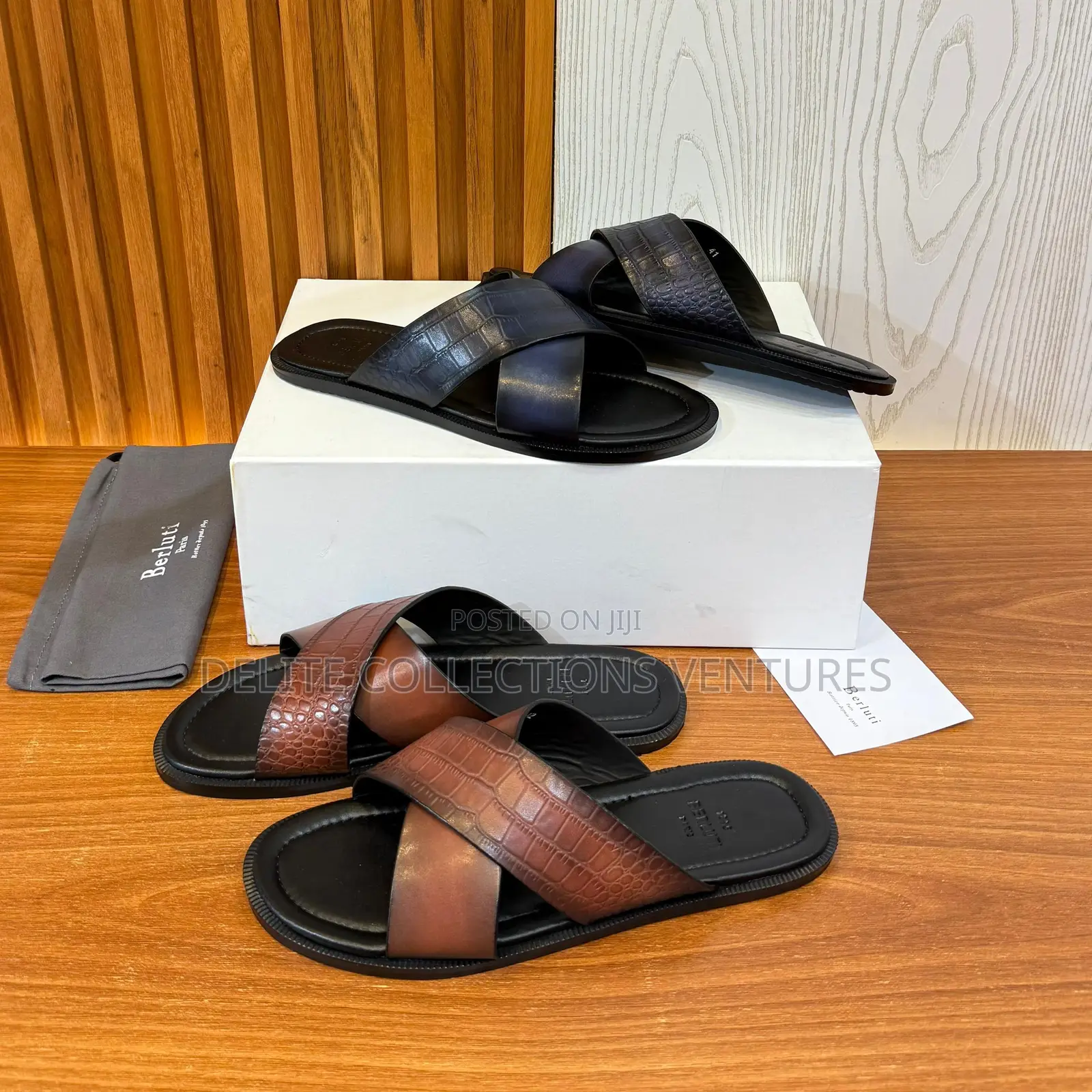 *Berluti Sinos Scritto Leather Sandals.*
