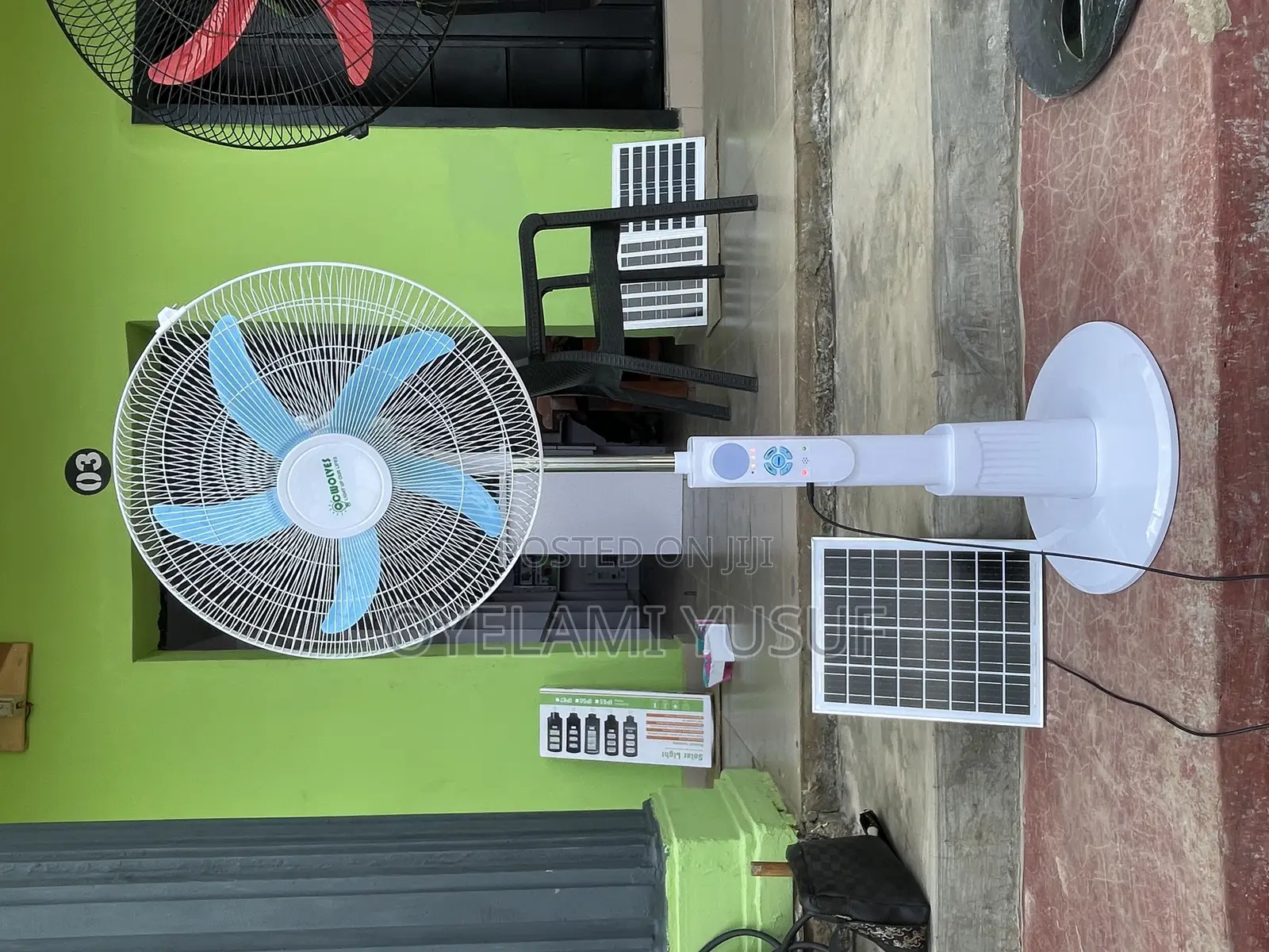 18inches Solar Rechargeable Fan , 12v7ah