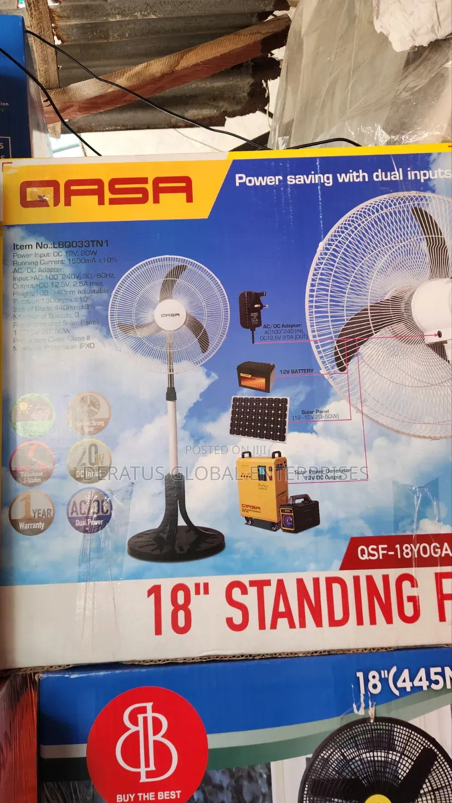 Qasa 18" Ac/Dc Standing Fan