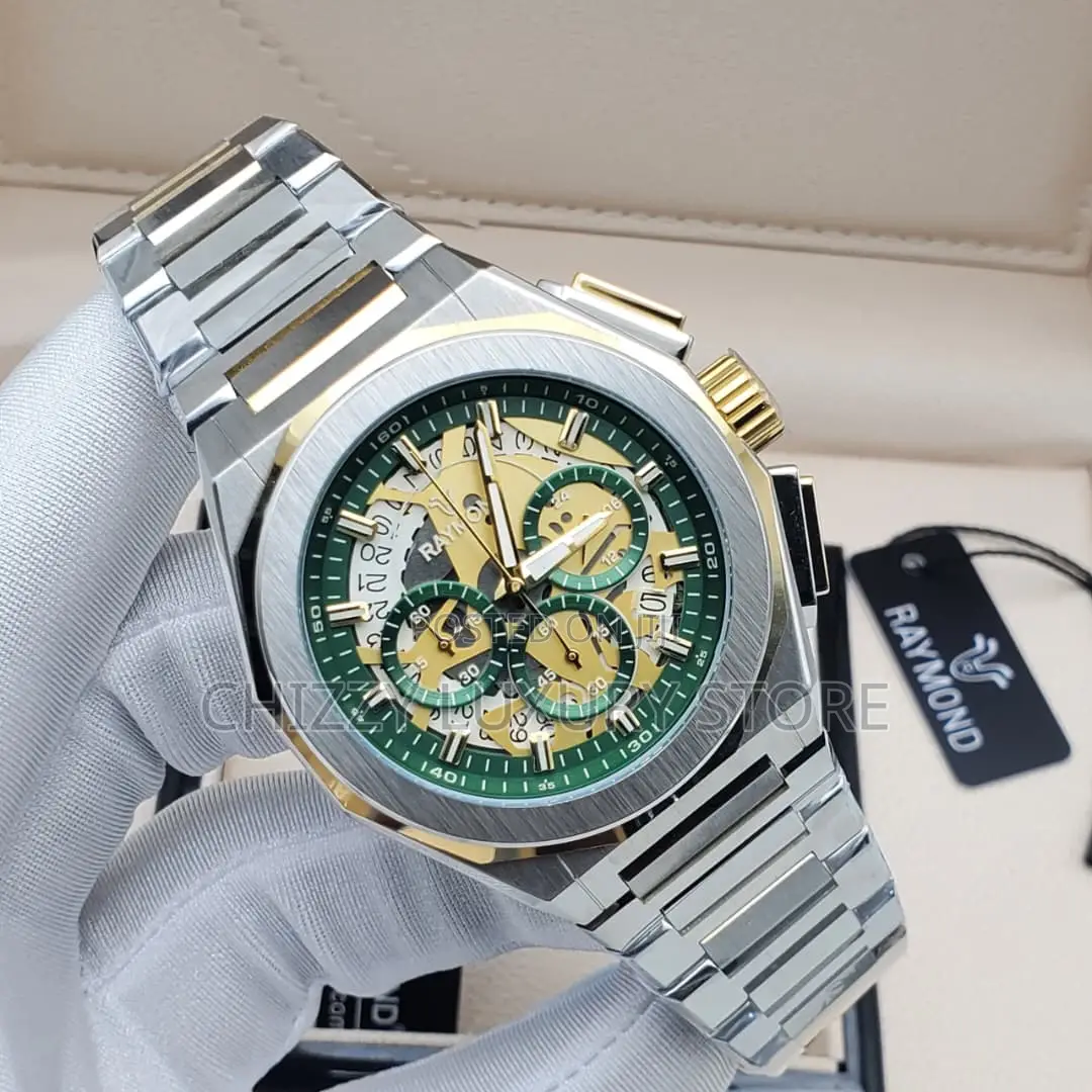 Raymond Quality Luxury Men Chronograph Chain Strap Wristwatch