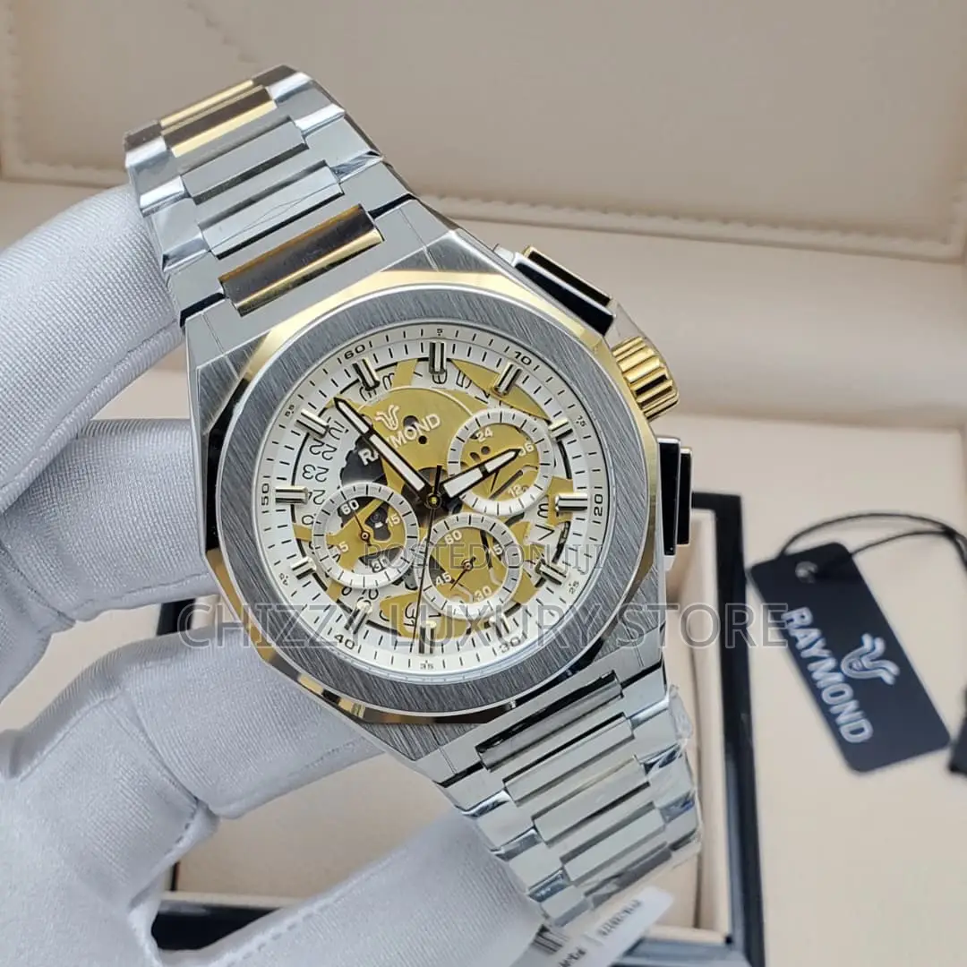 Raymond Quality Luxury Men Chronograph Chain Strap Wristwatch