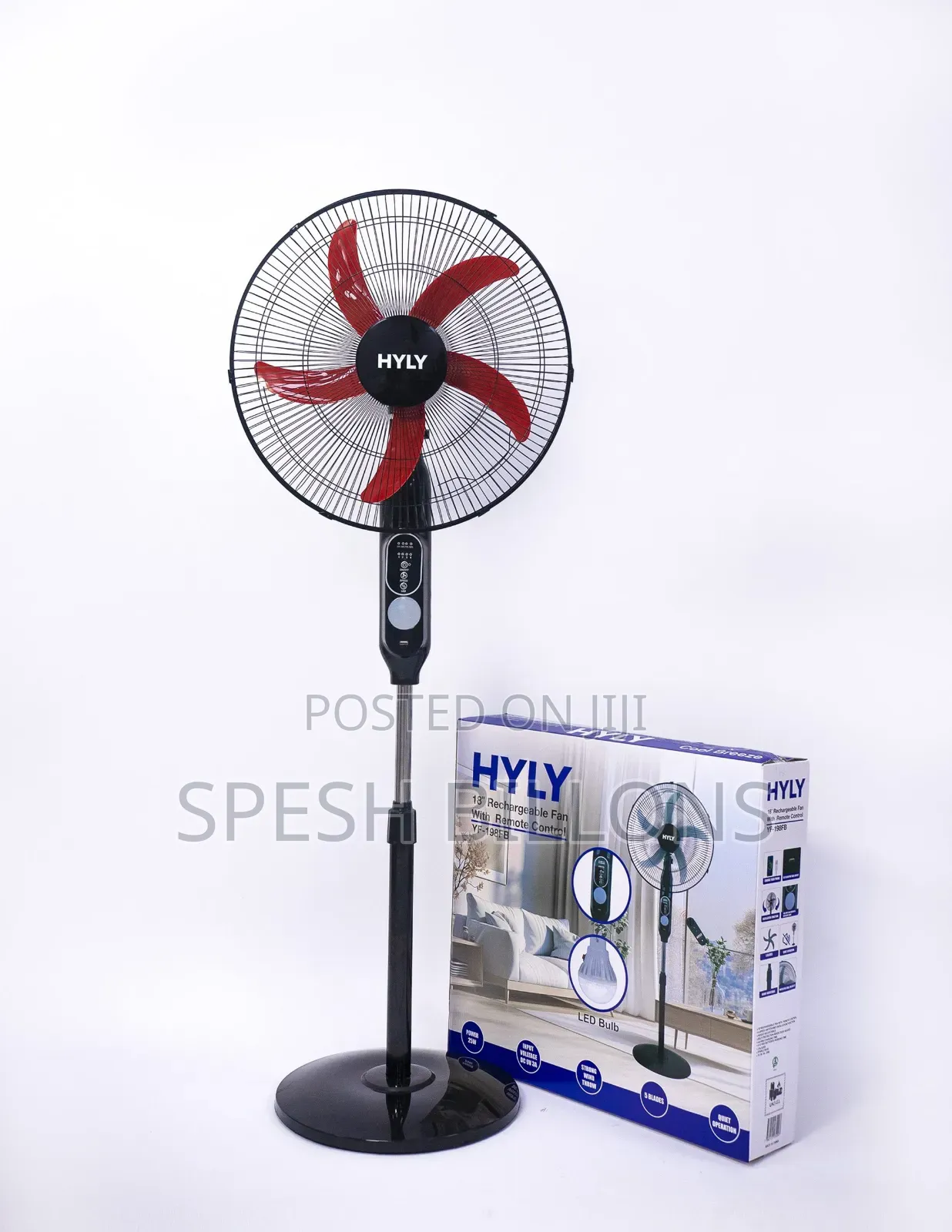 Hyly 18" Rechargeable Fan With Bulb Remote, Can Serve as Power Bank