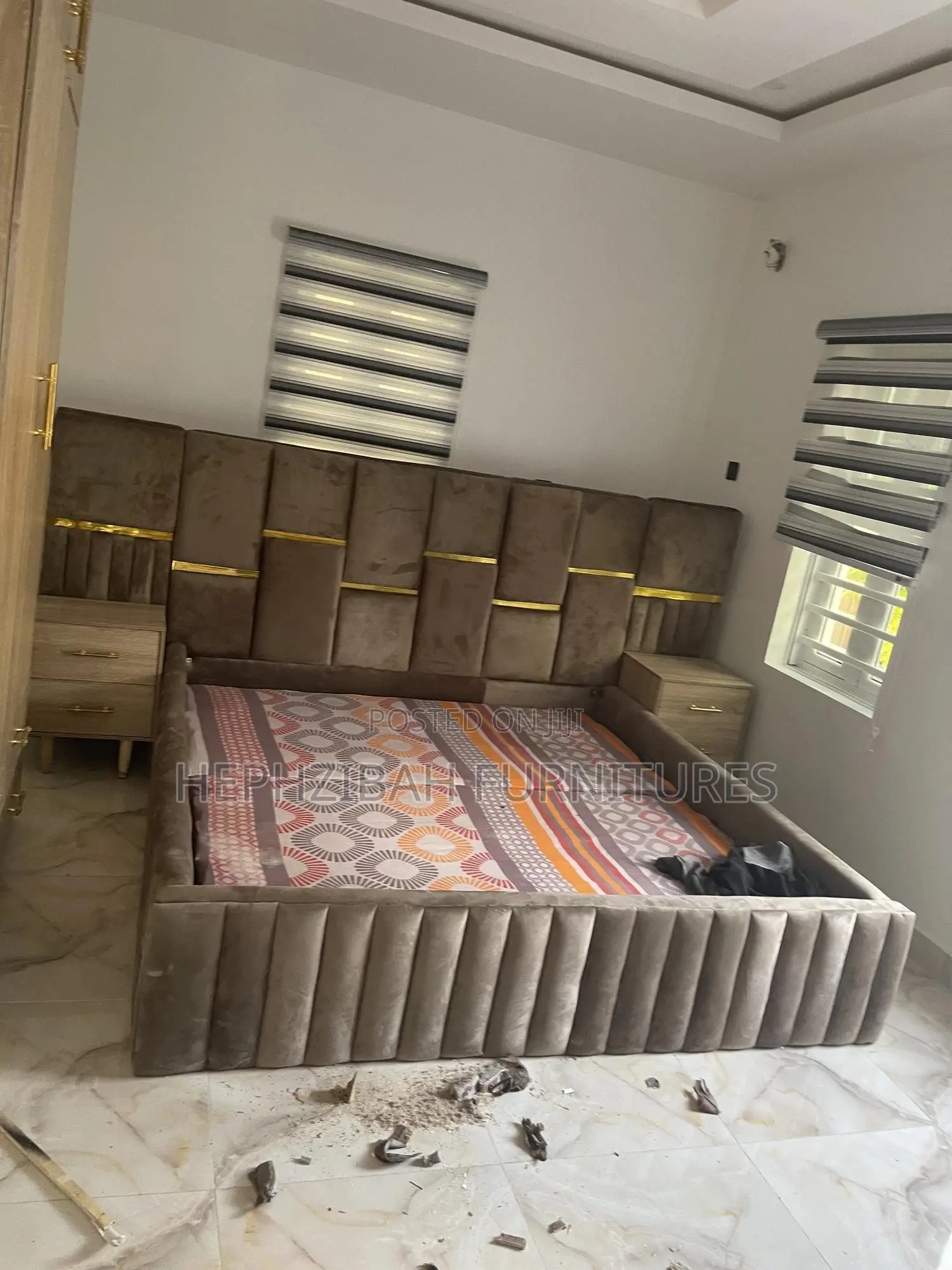 6 by 6 Brown Executive Bedframe With 2 Bedsides