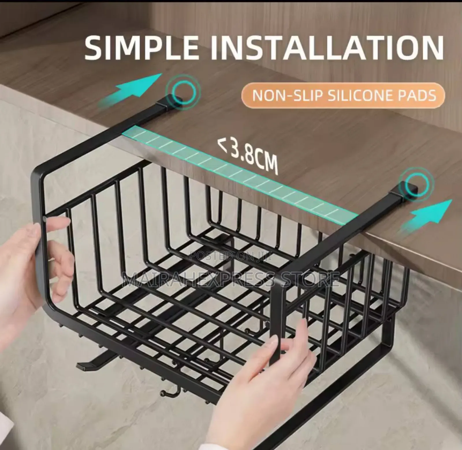 4 in 1 Kitchen Under-Shelf Hanging Basket Organizer: 2st7