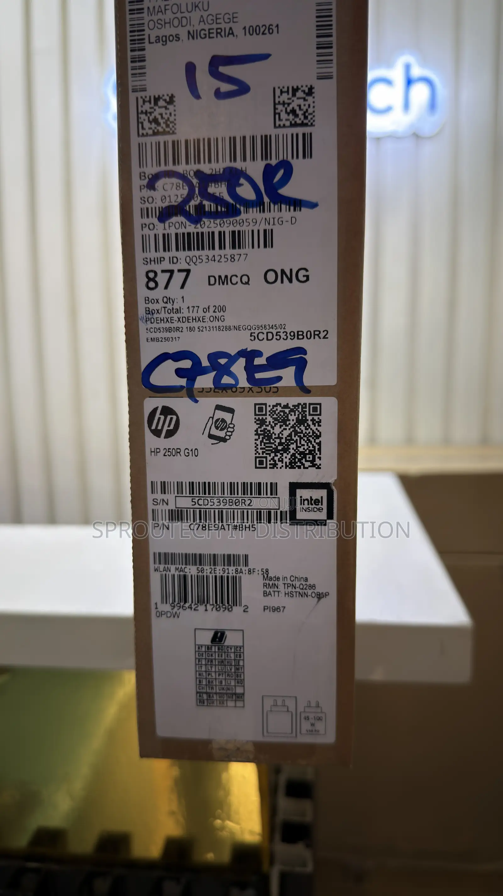 New Laptop HP 250 G10 8GB Intel Core 5 SSD 512GB