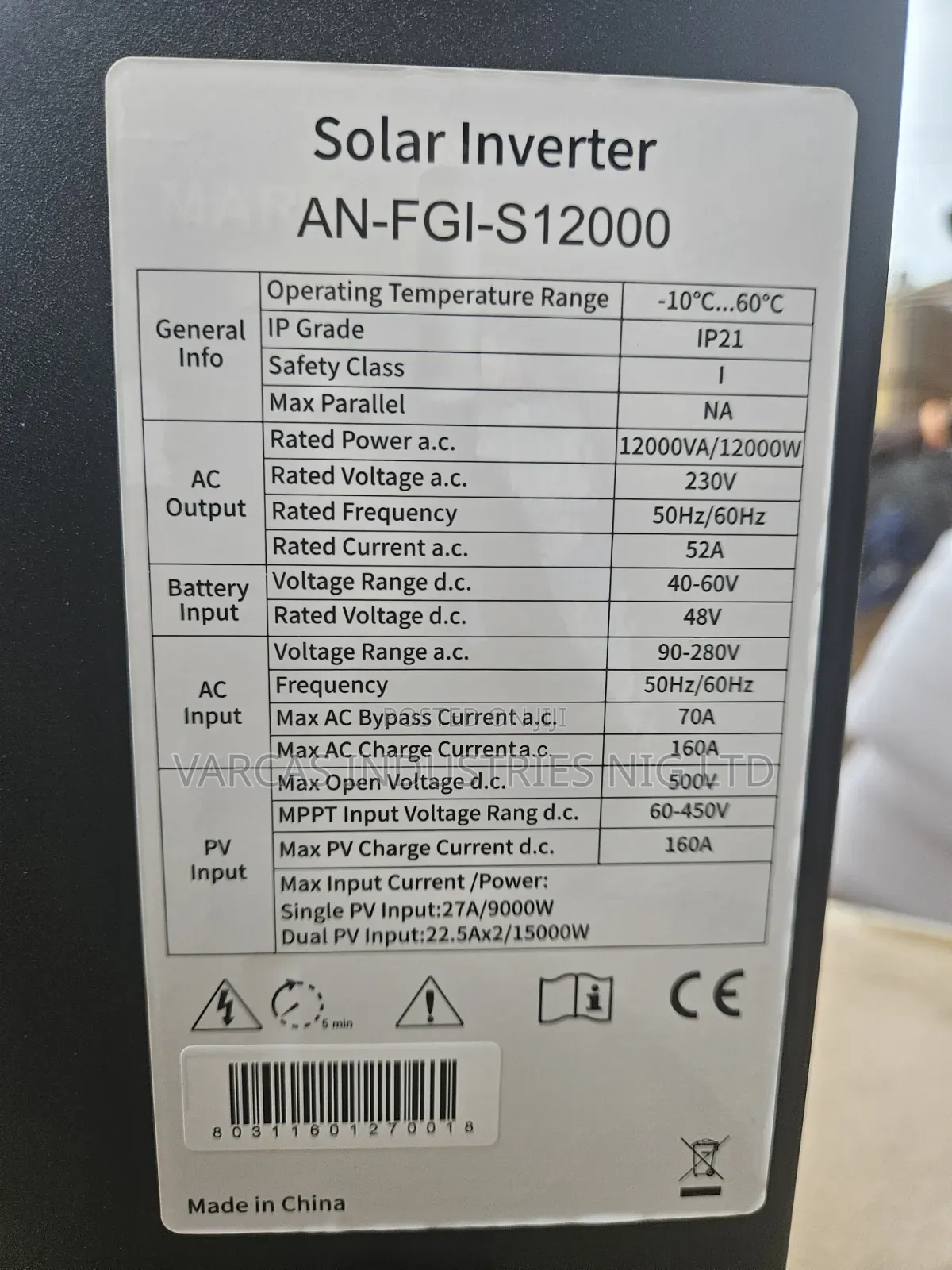 Anern 12kva Hybrid Inverter