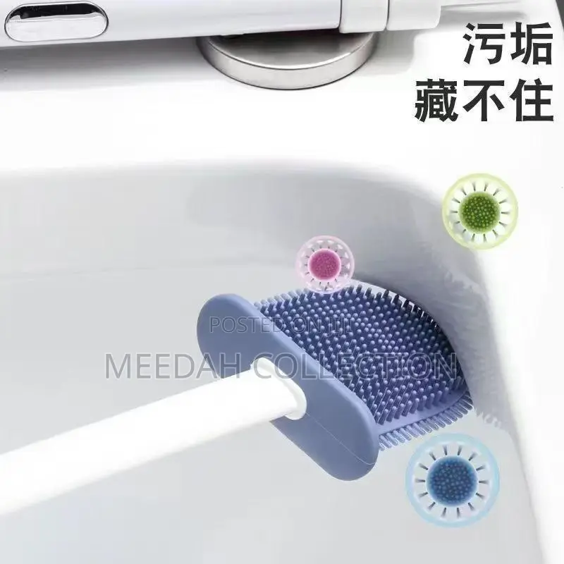 2 in 1wall-Mounted Long Handle Silicone Toilet Cleaning Brush