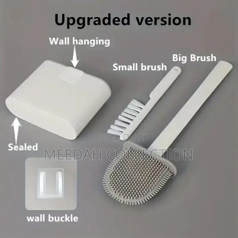 2 in 1wall-Mounted Long Handle Silicone Toilet Cleaning Brush