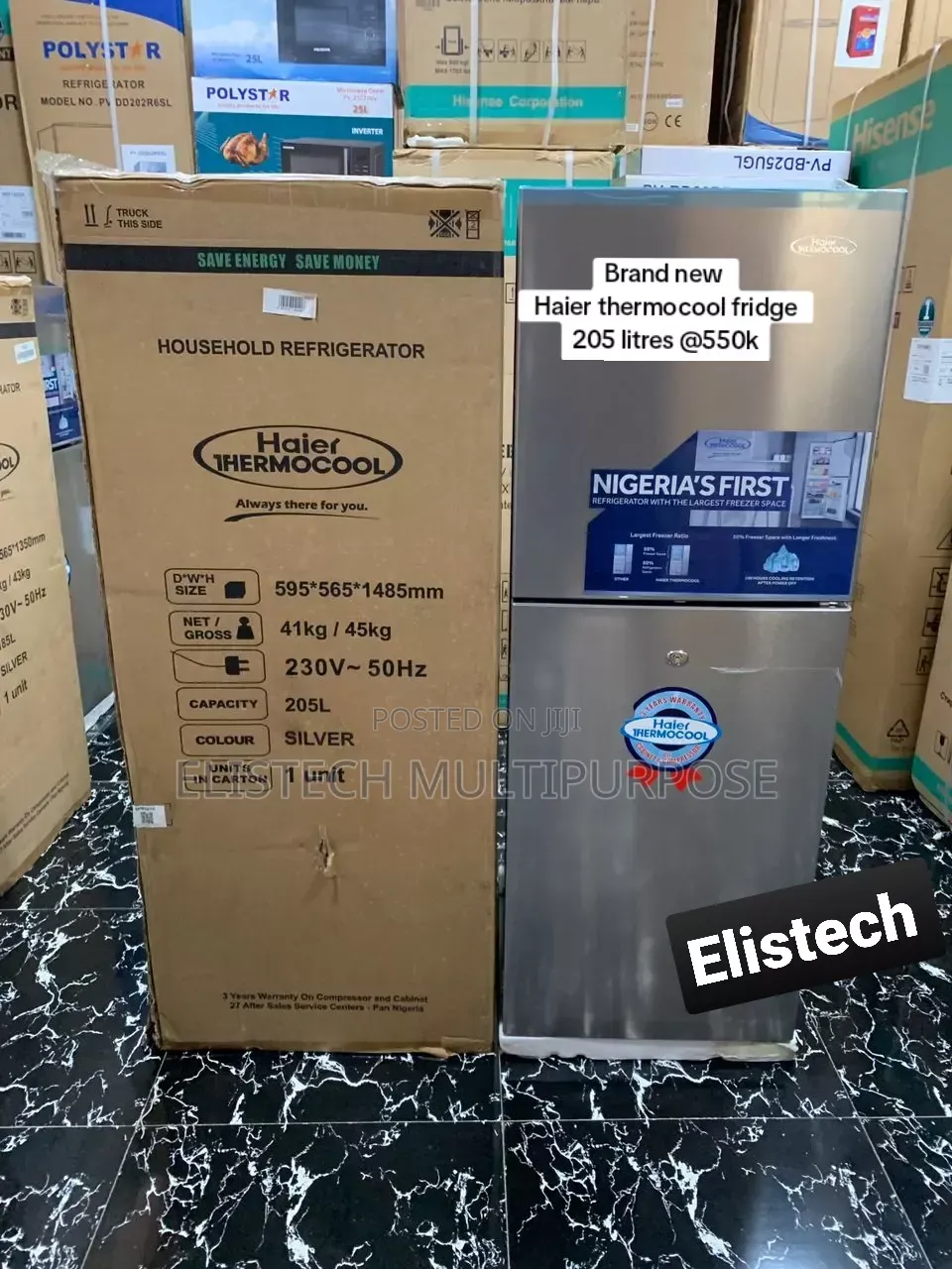 Brand New Haier Thermocool 205l Double Door Fridge - Silver Finish