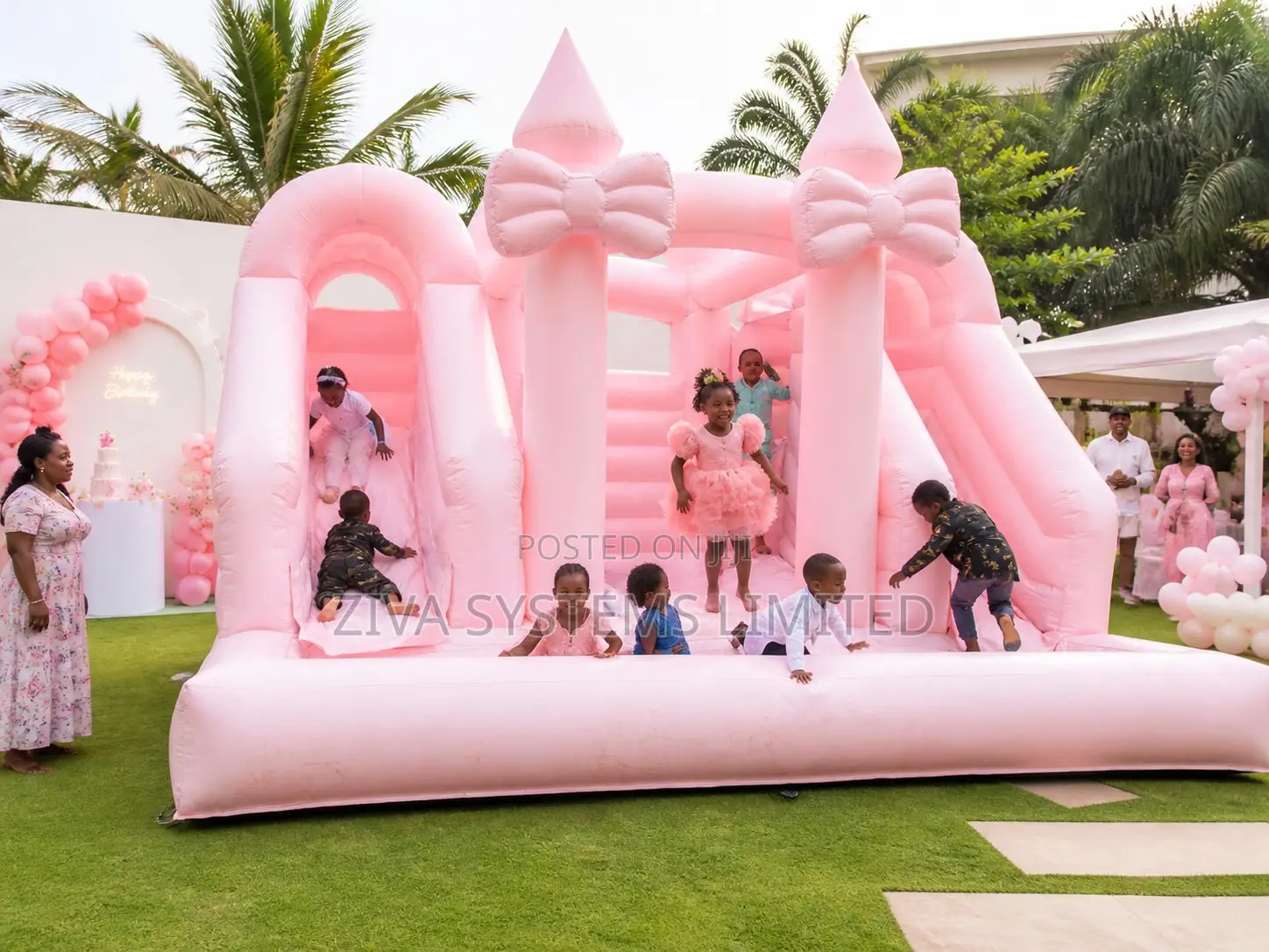Pink Bouncy Castle for Rent/Hire– Kids Party Inflatable Castle