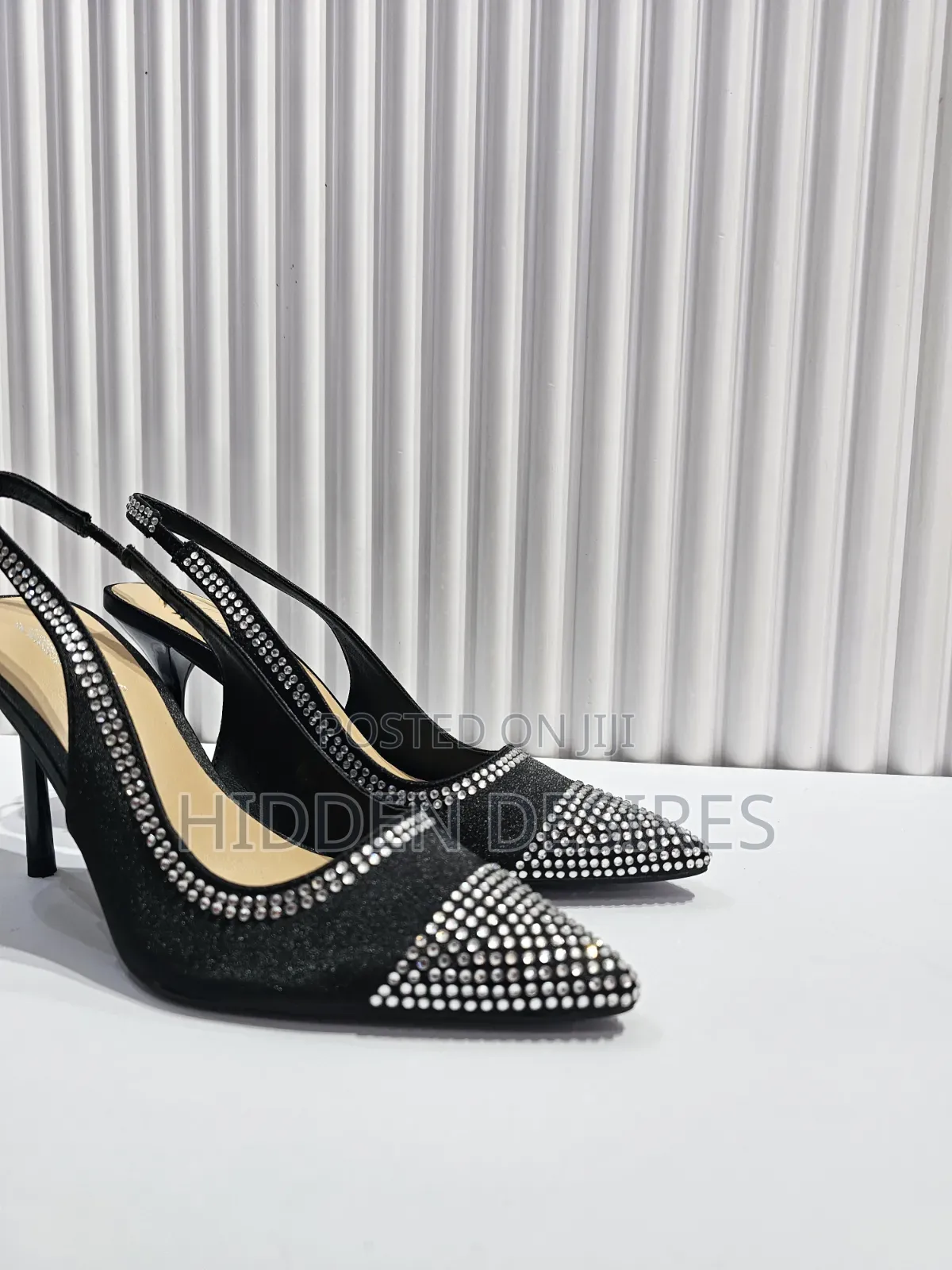 Jenny Bejeweled Slingbacks- Black