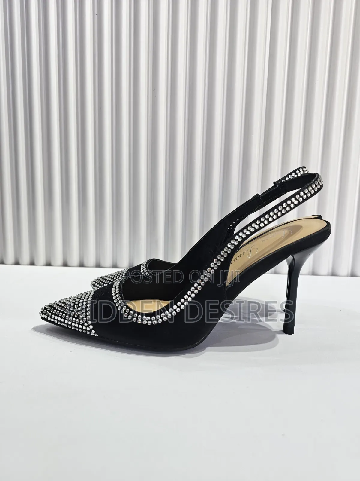 Jenny Bejeweled Slingbacks- Black