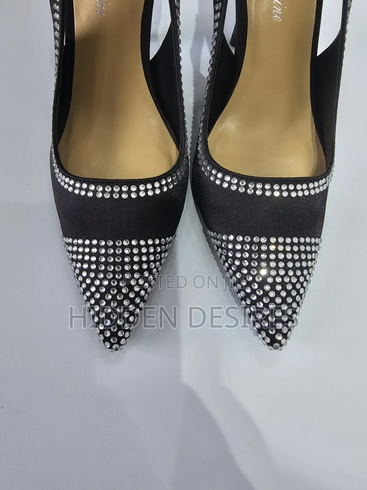 Jenny Bejeweled Slingbacks- Black
