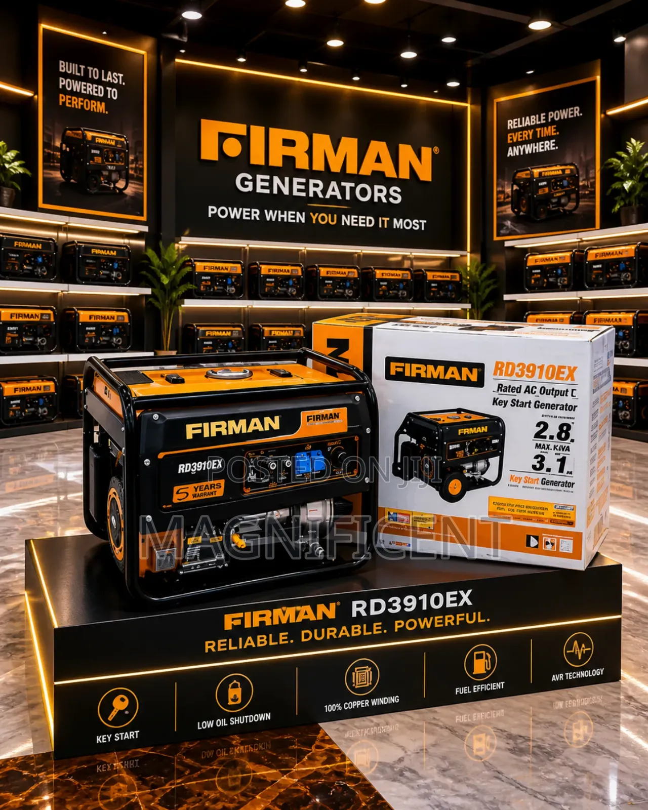 Firman Rd3910ex 2.8kva Key Start Generator Original Fuel Efficient