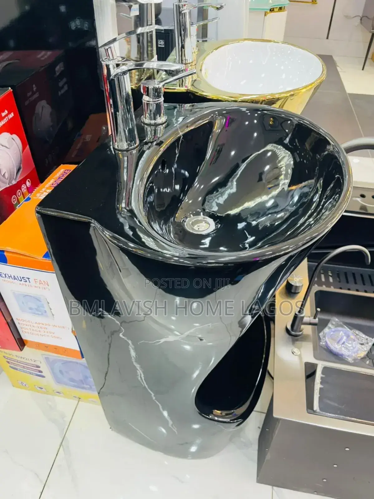 Modern Black Freestanding Ablution Wudu Wash Basin