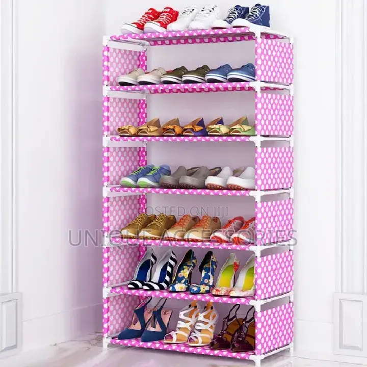 6 Tier Shoe Rack Pink and Blue Colours