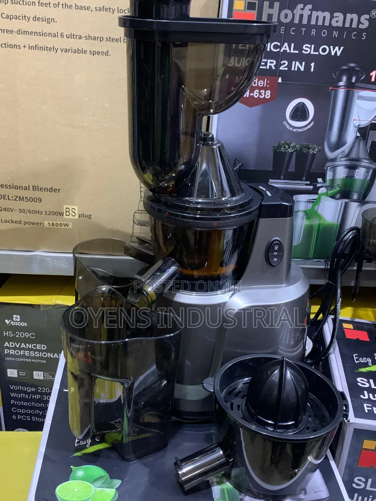 Hoffmans 2-in-1 Vertical Slow Juicer and Citrus Press
