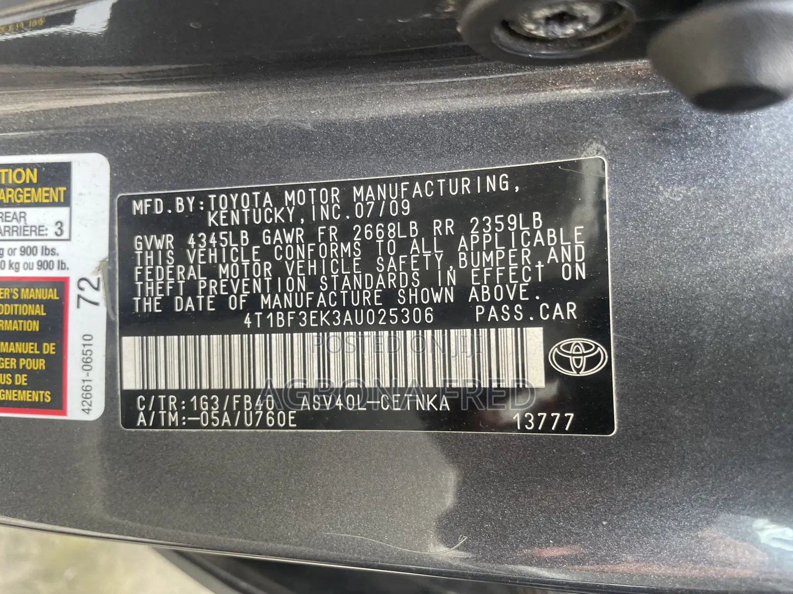 Toyota Camry 2009 Gray