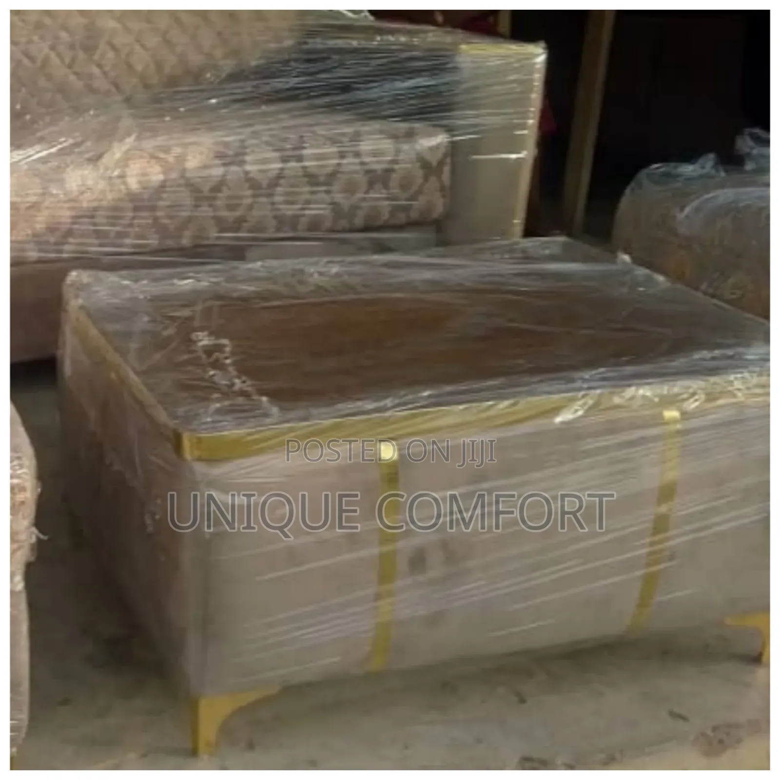 Brand New Luxury L Shape Sofa With Wine Holders and Center Table