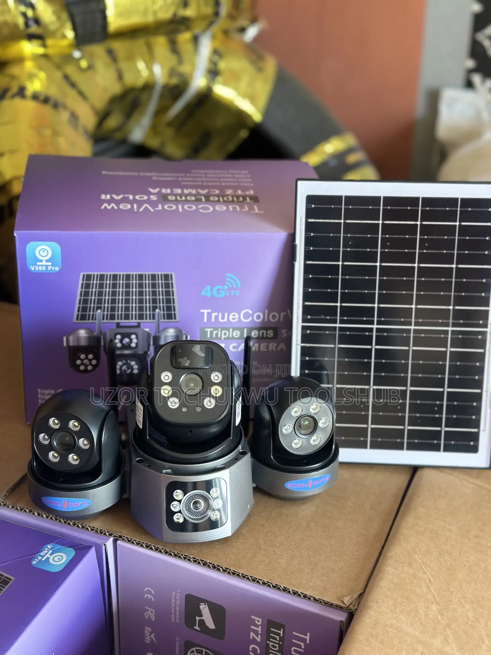 4g Lte Solar CCTV Camera Triple Lens PTZ 360° Outdoor Security Camera