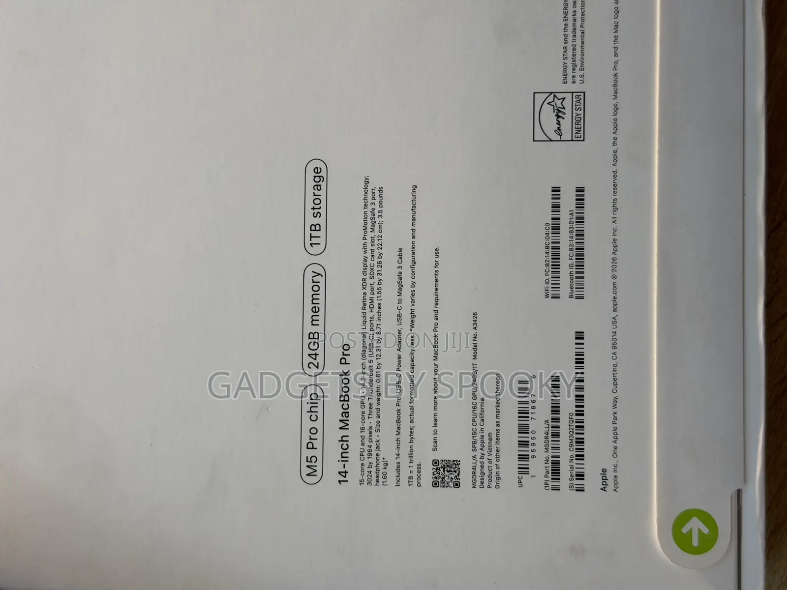 New Laptop Apple MacBook Pro 2026 M5 Pro 24GB Apple M5 Pro SSD 1T