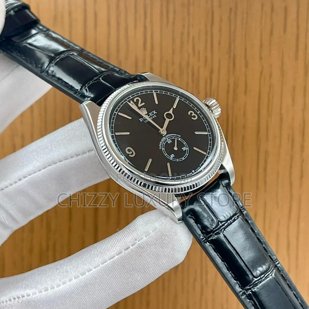 Rolex Quality Luxury Men Genuine Leather Wristwatch