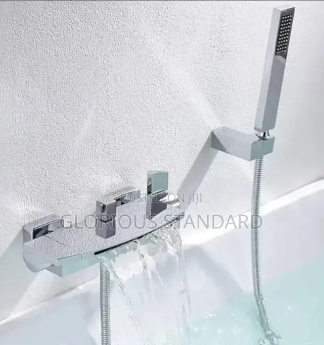 Center Wide Conduit Bath Mixer Black and Chrome