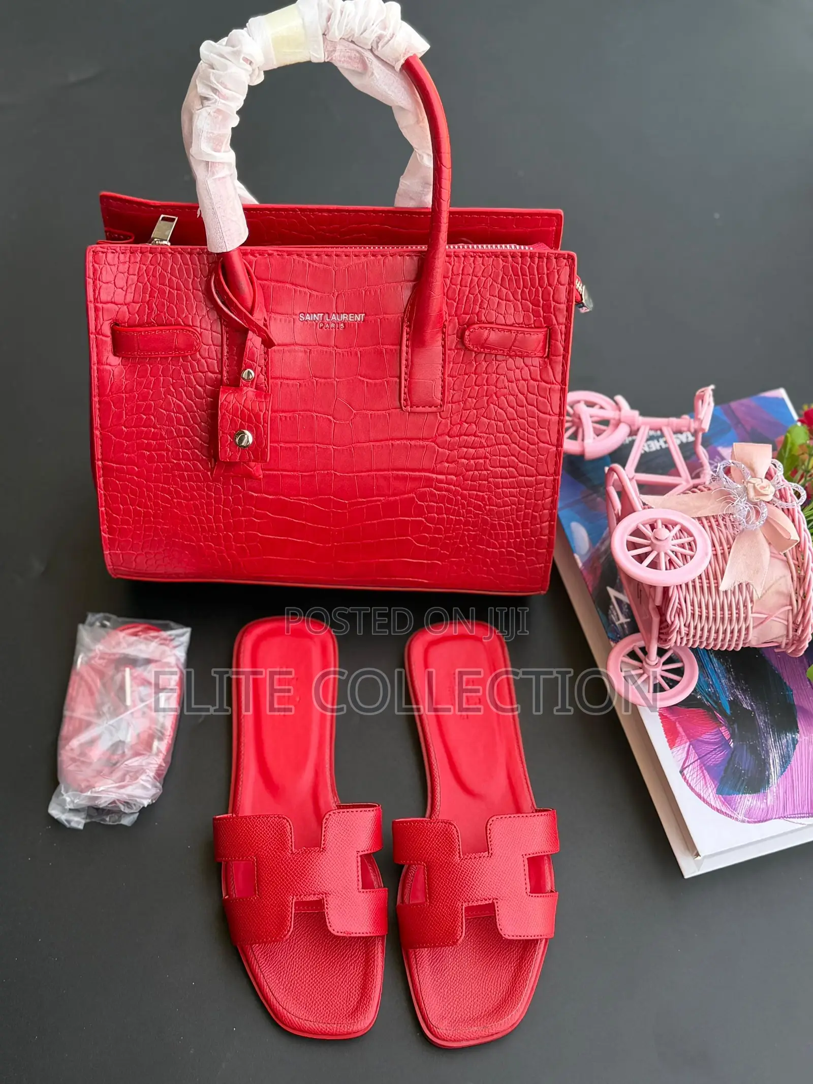 Ysl Croc Leather Bag Colors: Wine, Red, Black Has a Longer Strap