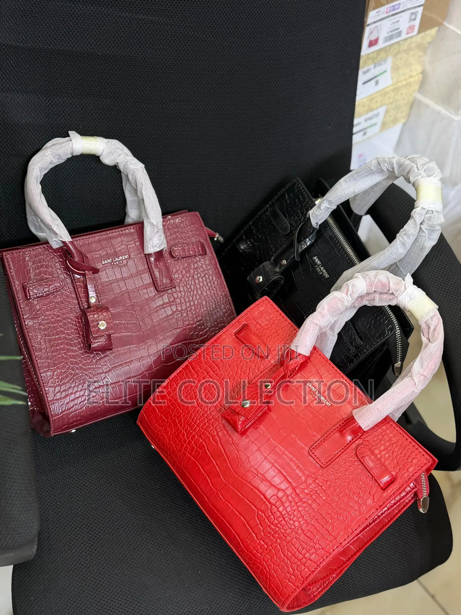 Ysl Croc Leather Bag Colors: Wine, Red, Black Has a Longer Strap