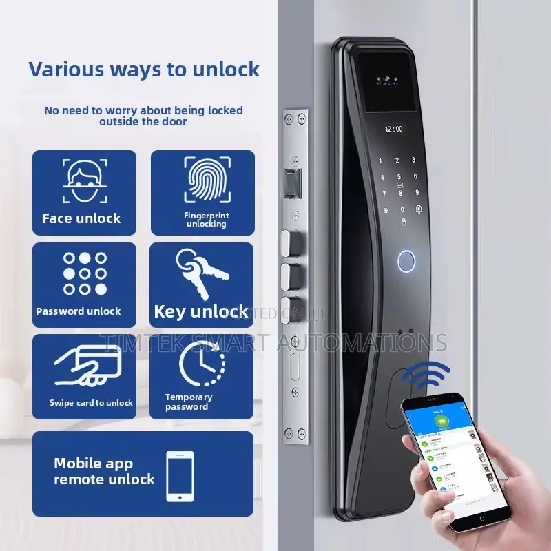 Premium Smart Video Door Lock With Fingerprint Unlock + App Unlock |