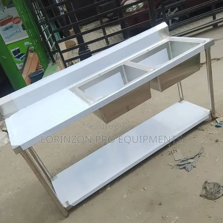 Double Sink With Side Table – Stainless Steel Commercial Kitchen Sink