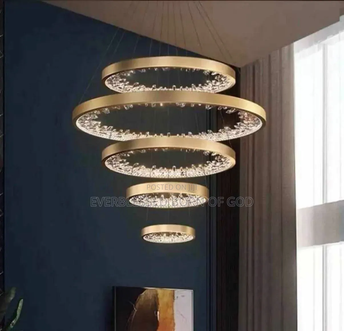Top Quality Modern Led Gold Ring Chandelier With Crystal Accents